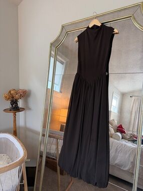 Zara Black Sleeveless High-Neck Maxi Dress